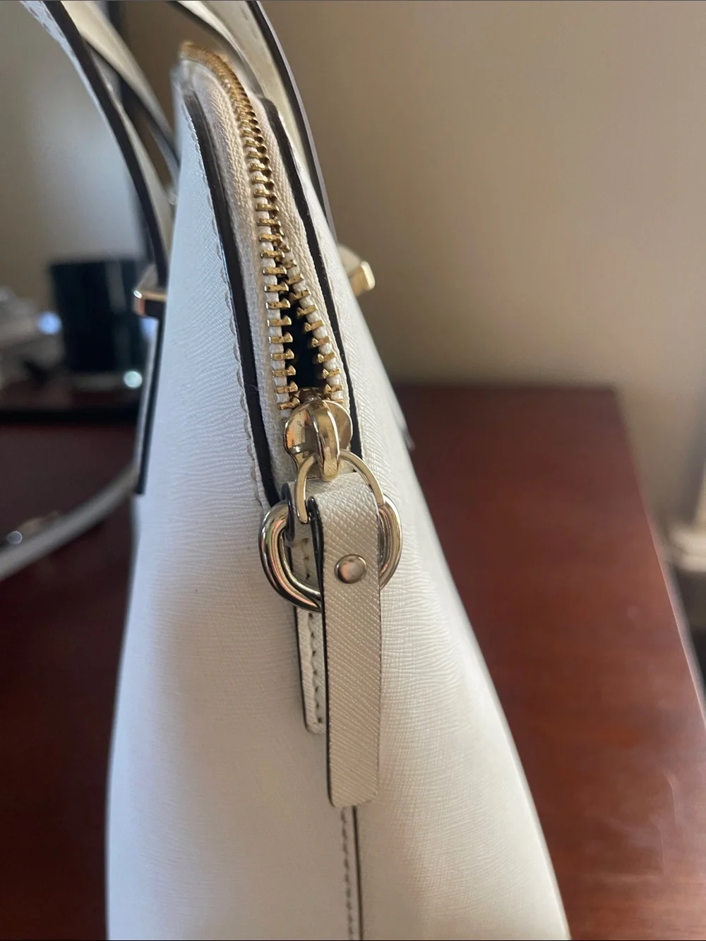 kate spade White Saffiano Dome Satchel